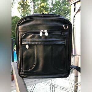 Lincoln Park Black Leather 15" Three-Way Laptop Backpack or “briefpack”